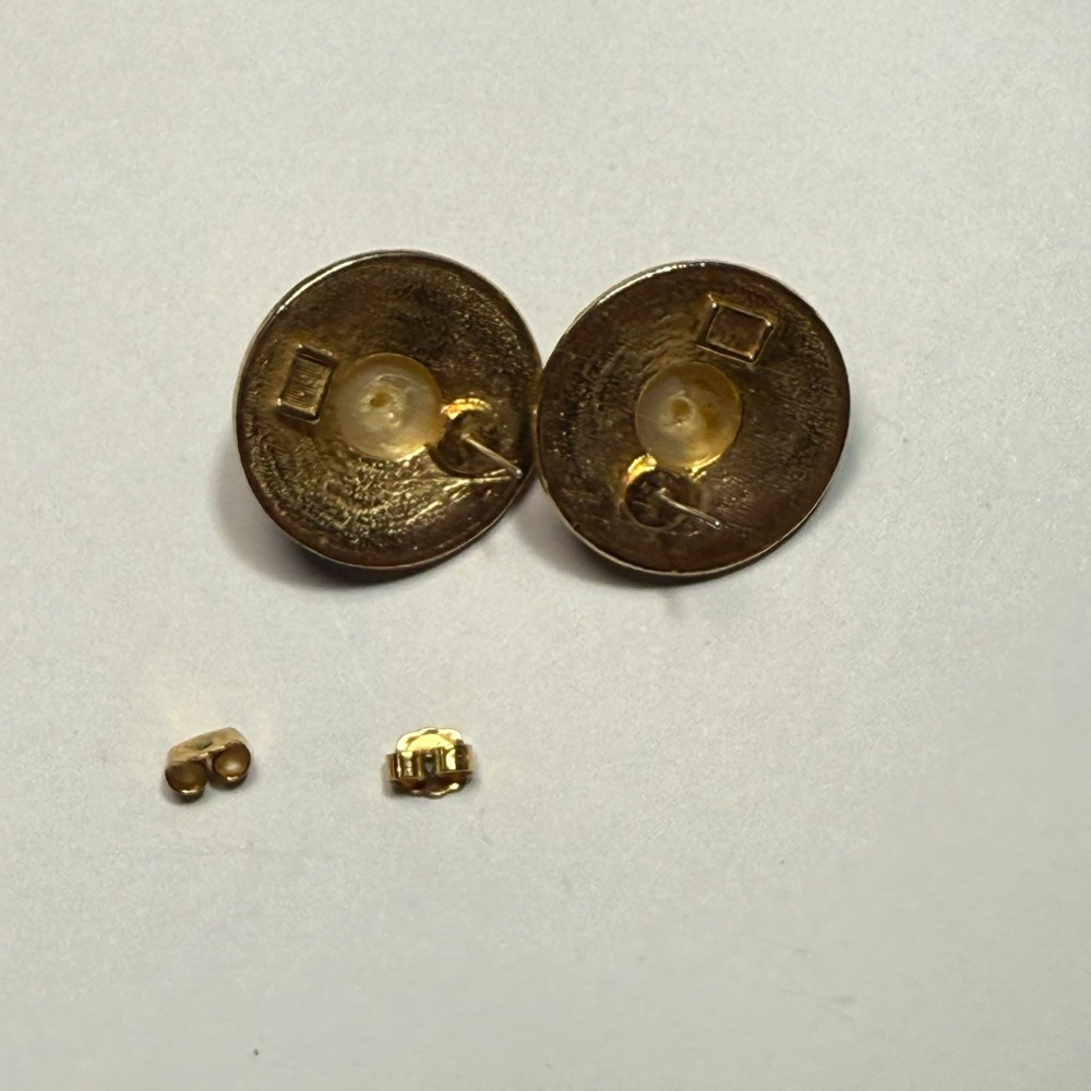 Source Unknown Black And Gold Circle Earrings - image 2